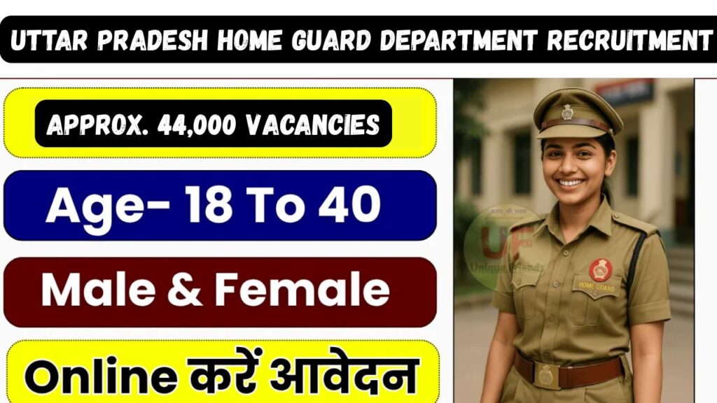 Uttar Pradesh Home Guard Department Recruitment 2025 – Home Guard Jobs – Approx. 44,000 Vacancies